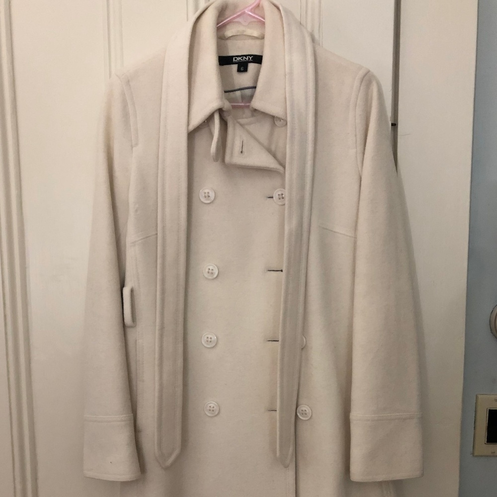 DKNY Cream Pea Coat